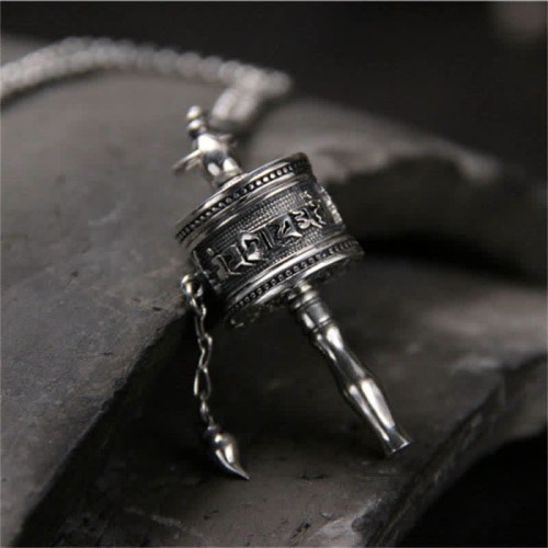 925 Silver Om Mani Padme Hum Rotatable Necklace