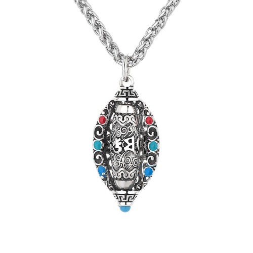 Tibetan Om Mani Padme Hum Rotatable Necklace