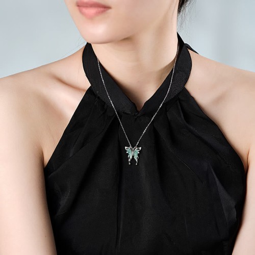 925 Silver Green Jade Butterfly Luck Necklace 925 Silver Green Jade Butterfly Luck Necklace