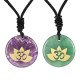OM Lotus Symbol Amethyst Tiger Eye Healing Necklace OM Lotus Symbol Amethyst Tiger Eye Healing Necklace