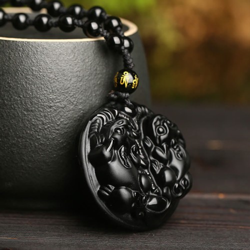 Black Obsidian Pixiu Bead Purification Necklace Pendant Black Obsidian Pixiu Bead Purification Necklace Pendant