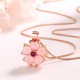Pink Crystal Love Heart Flower Necklace Pendant Pink Crystal Love Heart Flower Necklace Pendant