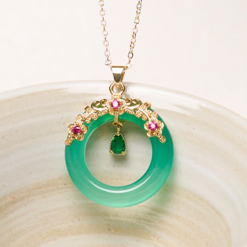 Green Chalcedony Peace Strength Necklace Green Chalcedony Peace Strength Necklace