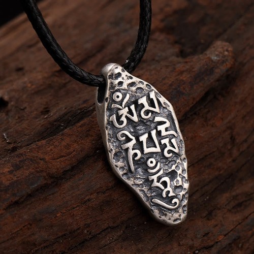 Tibetan 925 Silver Om Mani Padme Hum Necklace Pendant Tibetan 925 Silver Om Mani Padme Hum Necklace Pendant