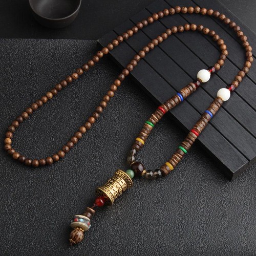 Turquoise Dzi Bead Meditation Necklace
