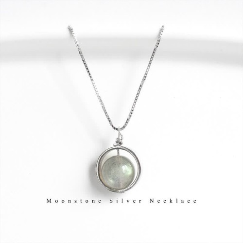 925 Silver Moonstone Love Planet Necklace Pendant 925 Silver Moonstone Love Planet Necklace Pendant