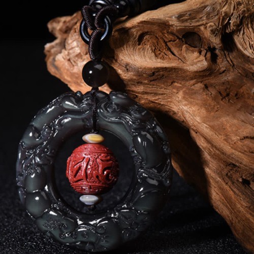 Feng Shui Rainbow Obsidian PiXiu Healing Necklace Feng Shui Rainbow Obsidian PiXiu Healing Necklace