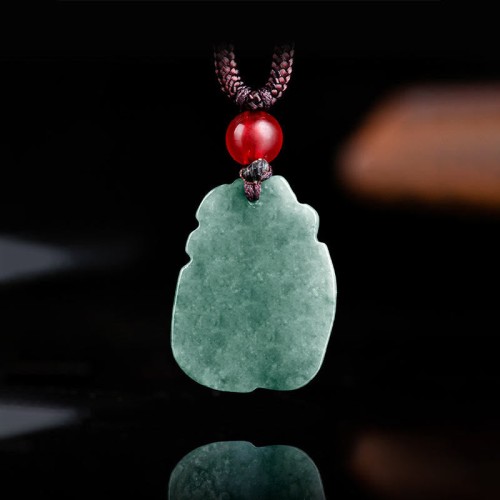 Green Jade Nine-Tailed Fox Prosperity Necklace