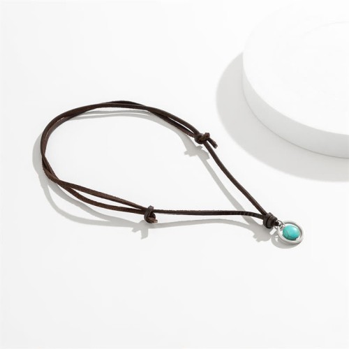 Round Turquoise Stone Protection Necklace Pendant Round Turquoise Stone Protection Necklace Pendant