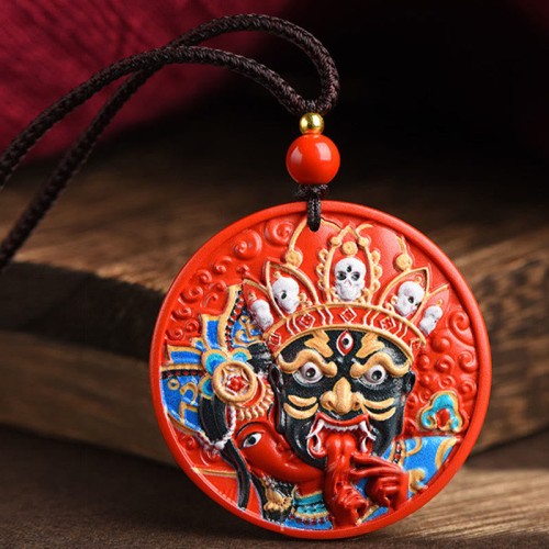 Zakiram Goddess Wealth Painted Cinnabar Necklace Pendant Zakiram Goddess Wealth Painted Cinnabar Necklace Pendant