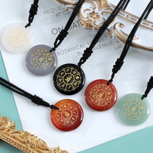 Om Mani Padme Hum Black Obsidian Strength Necklace Om Mani Padme Hum Black Obsidian Strength Necklace