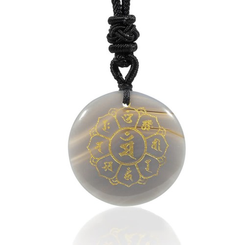 Om Mani Padme Hum Black Obsidian Strength Necklace Om Mani Padme Hum Black Obsidian Strength Necklace