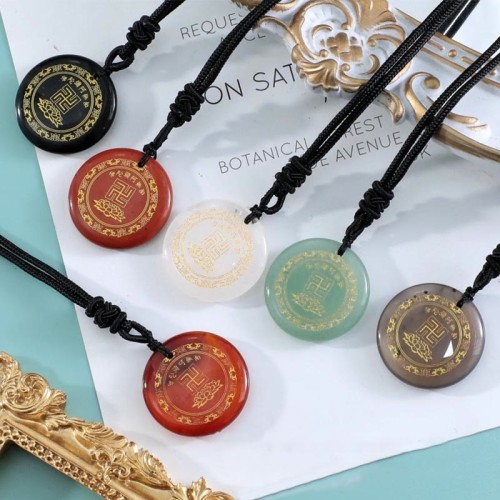 Swastika Lotus Crystal Obsidian Purification Necklace Pendant Swastika Lotus Crystal Obsidian Purification Necklace Pendant