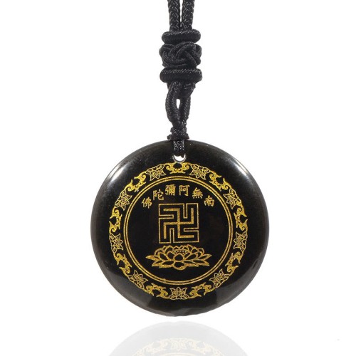Swastika Lotus Crystal Obsidian Purification Necklace Pendant Swastika Lotus Crystal Obsidian Purification Necklace Pendant