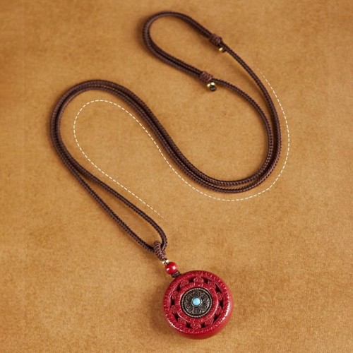 Cinnabar Om Mani Padme Hum Rotatable Keychain Pendant