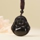Black Obsidian Laughing Buddha Purification Necklace Black Obsidian Laughing Buddha Purification Necklace