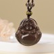Black Obsidian Laughing Buddha Purification Necklace Black Obsidian Laughing Buddha Purification Necklace