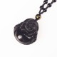 Black Obsidian Laughing Buddha Purification Necklace Black Obsidian Laughing Buddha Purification Necklace