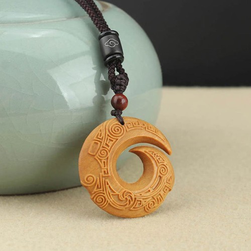 Ebony Wood Sandalwood Luck Design Peace Pendant