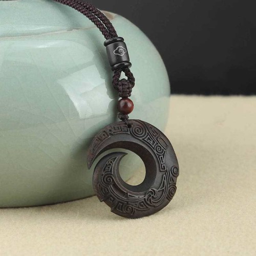 Ebony Wood Sandalwood Luck Design Peace Pendant