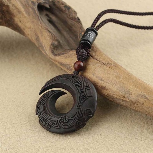 Ebony Wood Sandalwood Luck Design Peace Pendant
