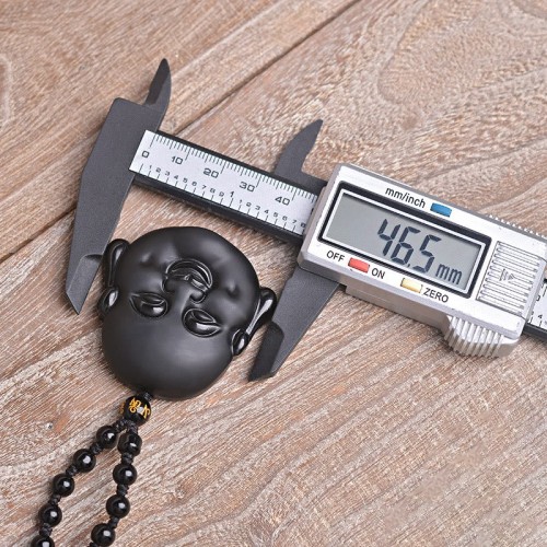 Black Obsidian Laughing Buddha Purification Necklace Pendant Black Obsidian Laughing Buddha Purification Necklace Pendant