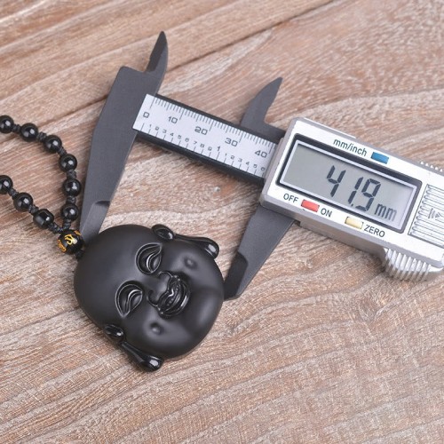 Black Obsidian Laughing Buddha Purification Necklace Pendant Black Obsidian Laughing Buddha Purification Necklace Pendant