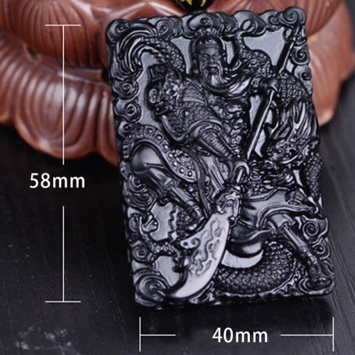Black Obsidian Guan Gong Strength Necklace Pendant Black Obsidian Guan Gong Strength Necklace Pendant