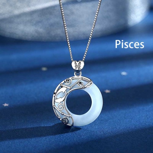 Sterling Silver Zodiac Cat's Eye Love Necklace Pendant