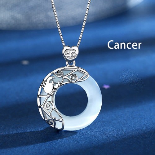 Sterling Silver Zodiac Cat's Eye Love Necklace Pendant