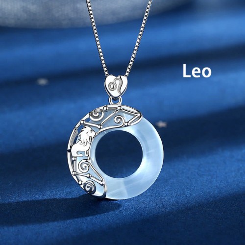 Sterling Silver Zodiac Cat's Eye Love Necklace Pendant