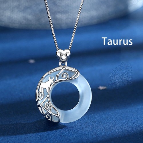 Sterling Silver Zodiac Cat's Eye Love Necklace Pendant