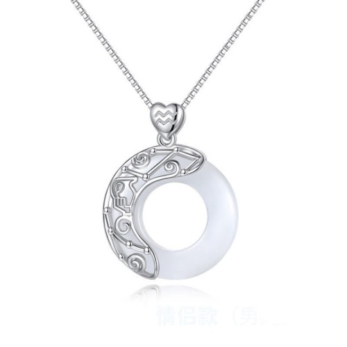Sterling Silver Zodiac Cat's Eye Love Necklace Pendant