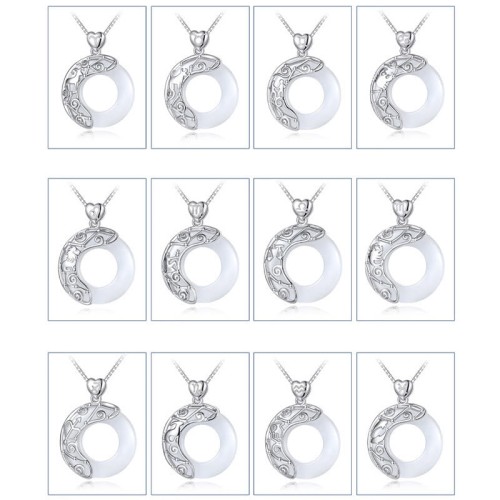 Sterling Silver Zodiac Cat's Eye Love Necklace Pendant