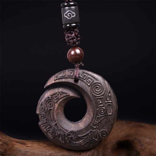 Ebony Wood Sandalwood Luck Design Peace Pendant