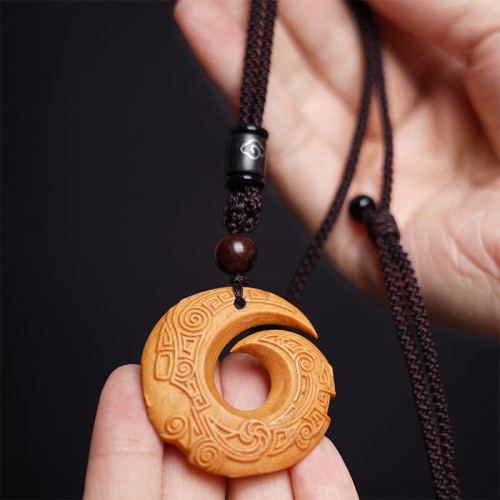 Ebony Wood Sandalwood Luck Design Peace Pendant