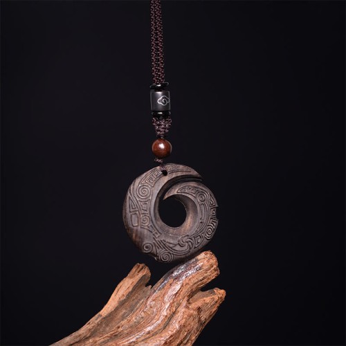 Ebony Wood Sandalwood Luck Design Peace Pendant
