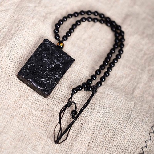 Black Obsidian Guan Gong Strength Necklace Pendant Black Obsidian Guan Gong Strength Necklace Pendant