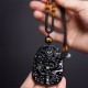 Black Obsidian Dragon Carved Protection Necklace Black Obsidian Dragon Carved Protection Necklace