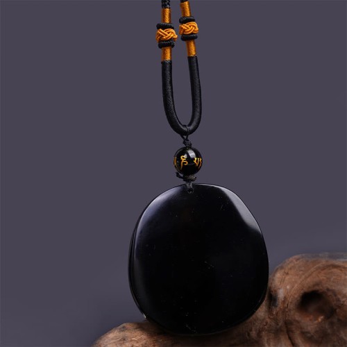 Black Obsidian Round Dragon Protection Necklace Pendant Black Obsidian Round Dragon Protection Necklace Pendant