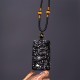 Black Obsidian Dragon Engraved Success Necklace Pendant