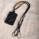 Black Obsidian Dragon Engraved Success Necklace Pendant