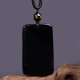 Black Obsidian Dragon Engraved Success Necklace Pendant