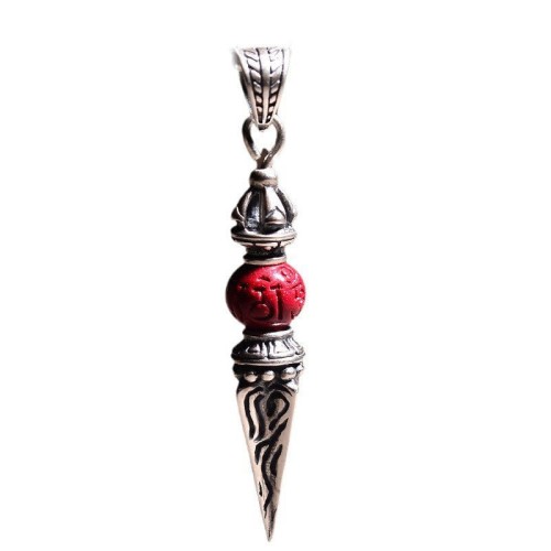 Cinnabar Sanskrit Dorje Vajra Blessing Necklace Cinnabar Sanskrit Dorje Vajra Blessing Necklace
