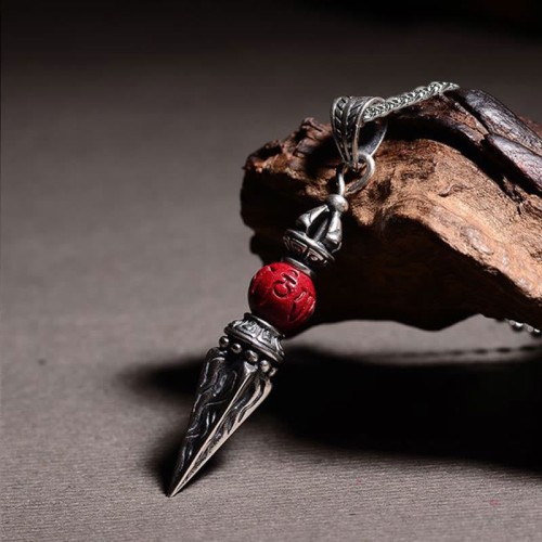 Cinnabar Sanskrit Dorje Vajra Blessing Necklace Cinnabar Sanskrit Dorje Vajra Blessing Necklace