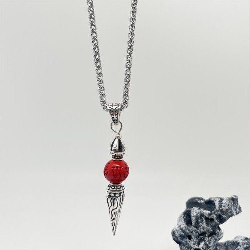 Cinnabar Sanskrit Dorje Vajra Blessing Necklace Cinnabar Sanskrit Dorje Vajra Blessing Necklace