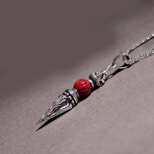 Cinnabar Sanskrit Dorje Vajra Blessing Necklace Cinnabar Sanskrit Dorje Vajra Blessing Necklace