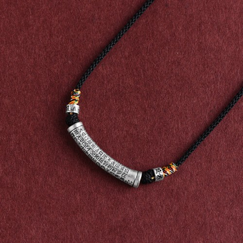 999 Silver Six True Words Heart Sutra Necklace 999 Silver Six True Words Heart Sutra Necklace