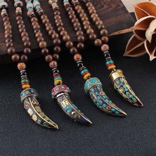 Tibetan Wenge Wood Om Mani Padme Hum Protection Necklace Tibetan Wenge Wood Om Mani Padme Hum Protection Necklace