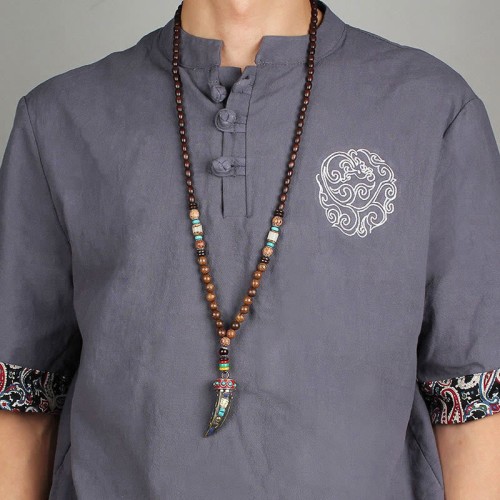 Tibetan Wenge Wood Om Mani Padme Hum Protection Necklace Tibetan Wenge Wood Om Mani Padme Hum Protection Necklace
